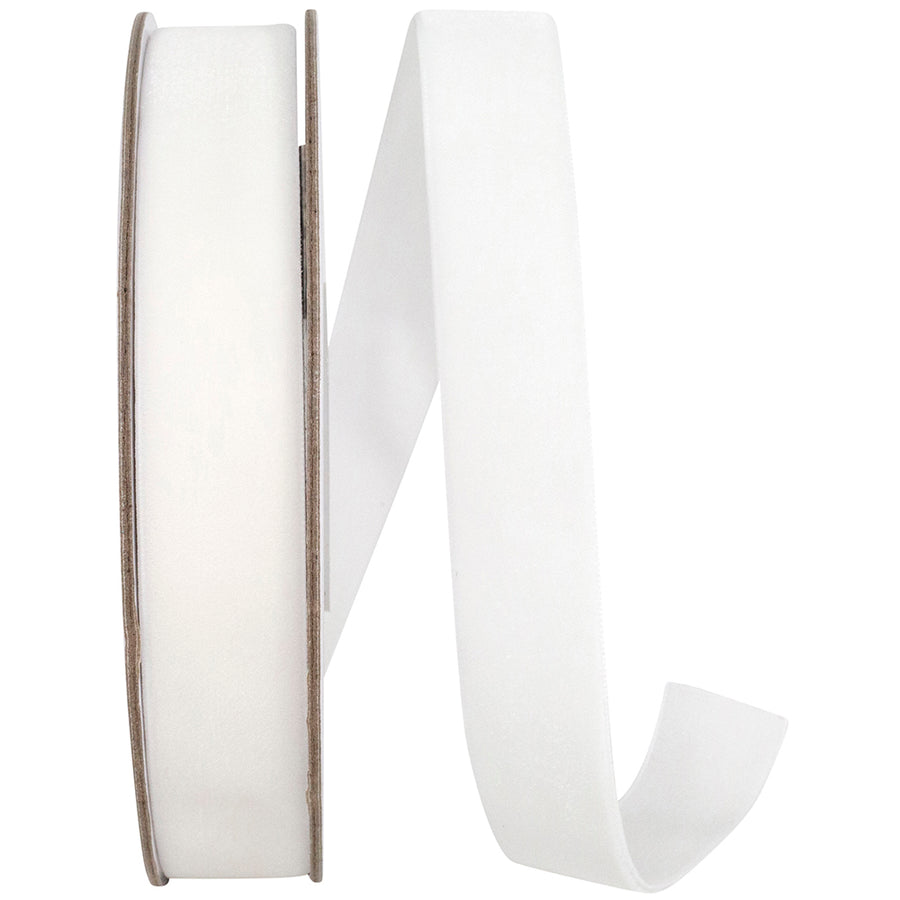 White 7 8 Inch Woven Edge Velvet Ribbon for Wreaths & Bows