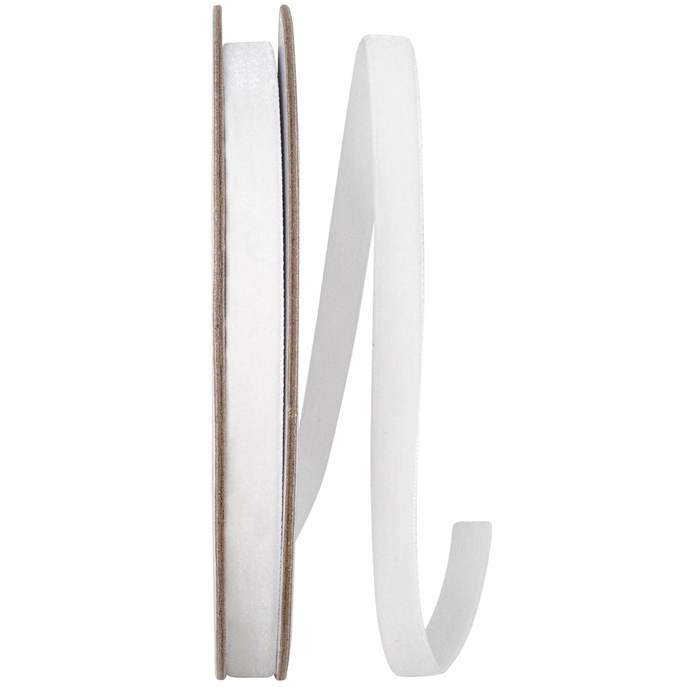 White 3 8 Inch Woven Edge Velvet Ribbon for Wreaths & Bows