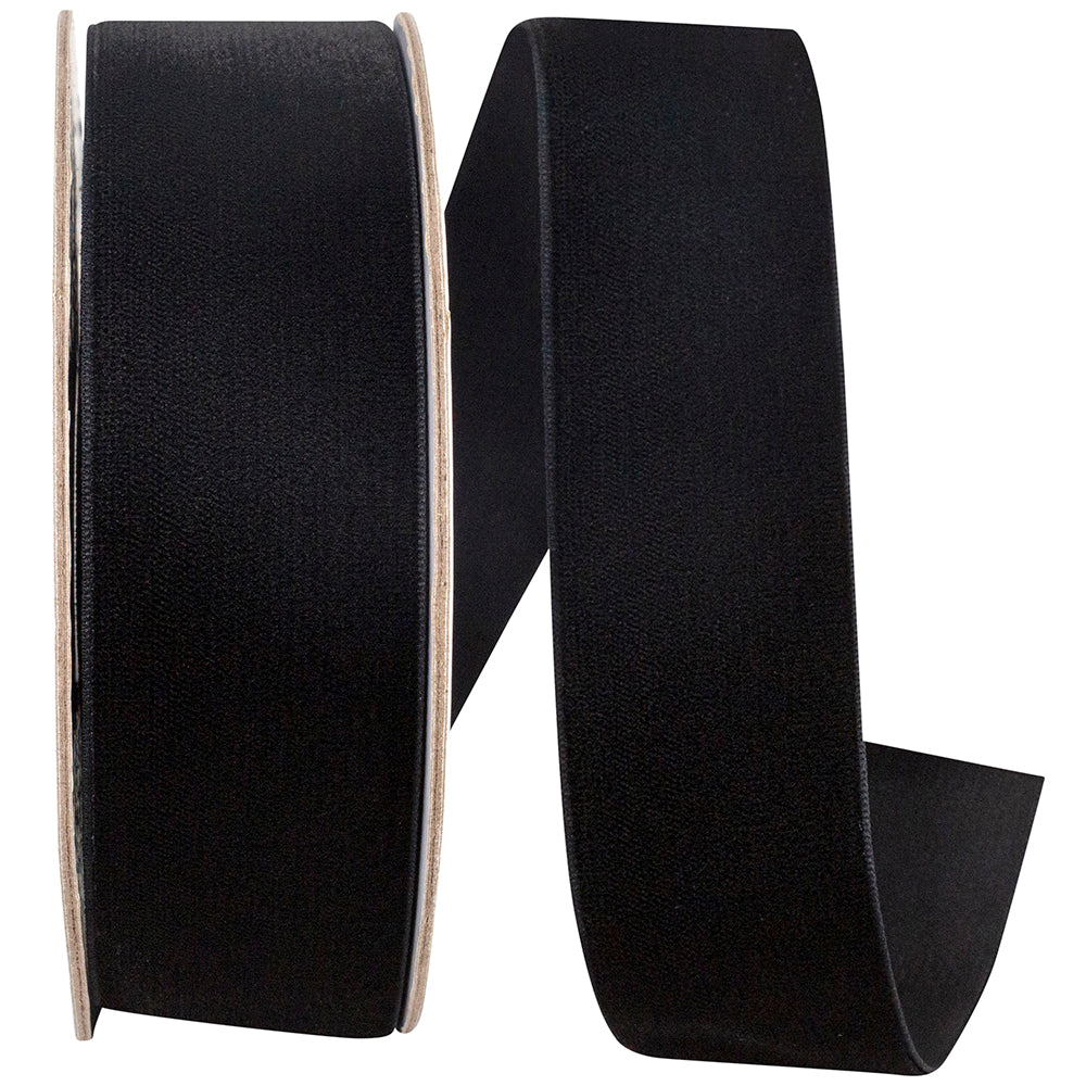 Black 1-1 2 Inch Woven Edge Velvet Ribbon for Wreaths & Bows