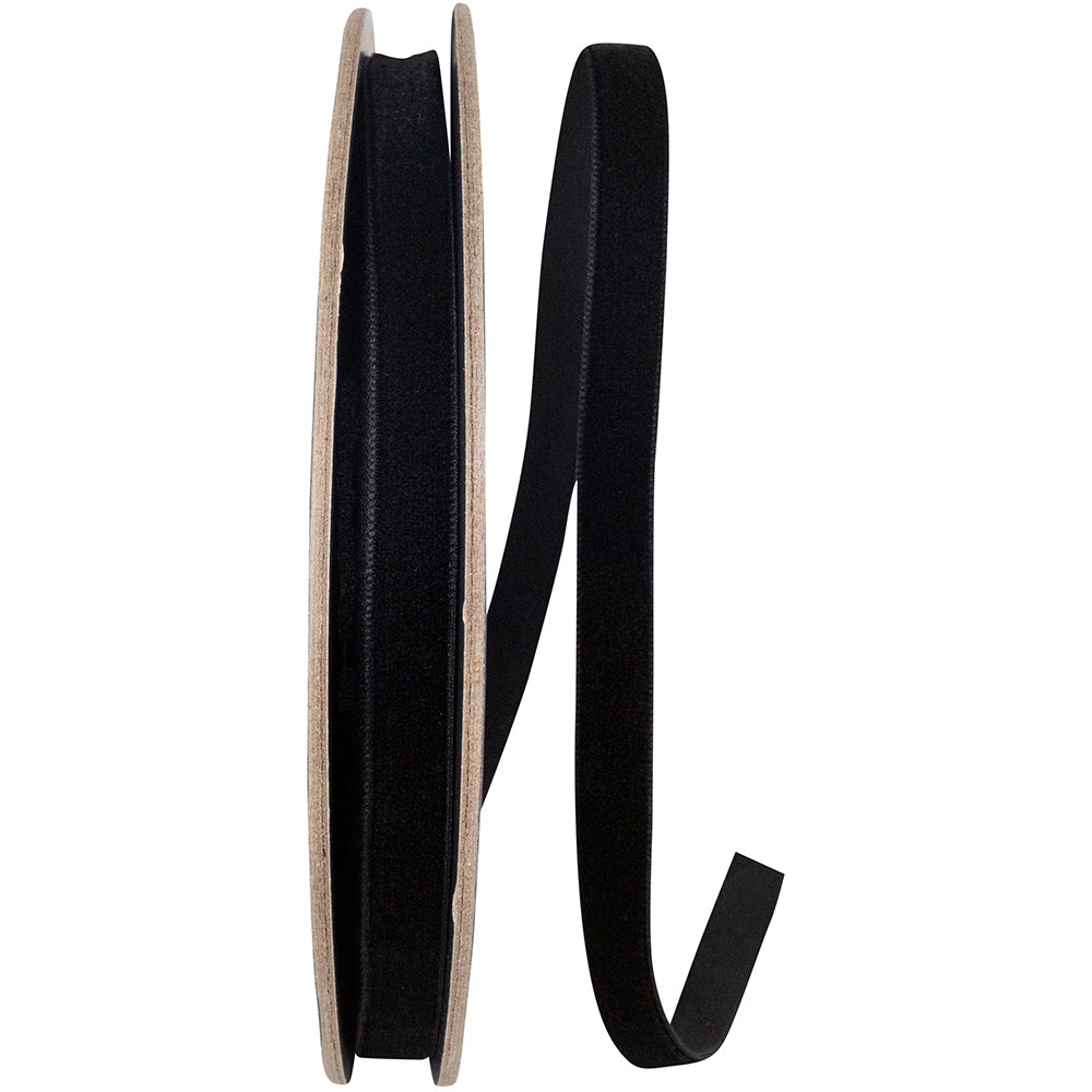 Black 3 8 Inch Woven Edge Velvet Ribbon for Wreaths & Bows