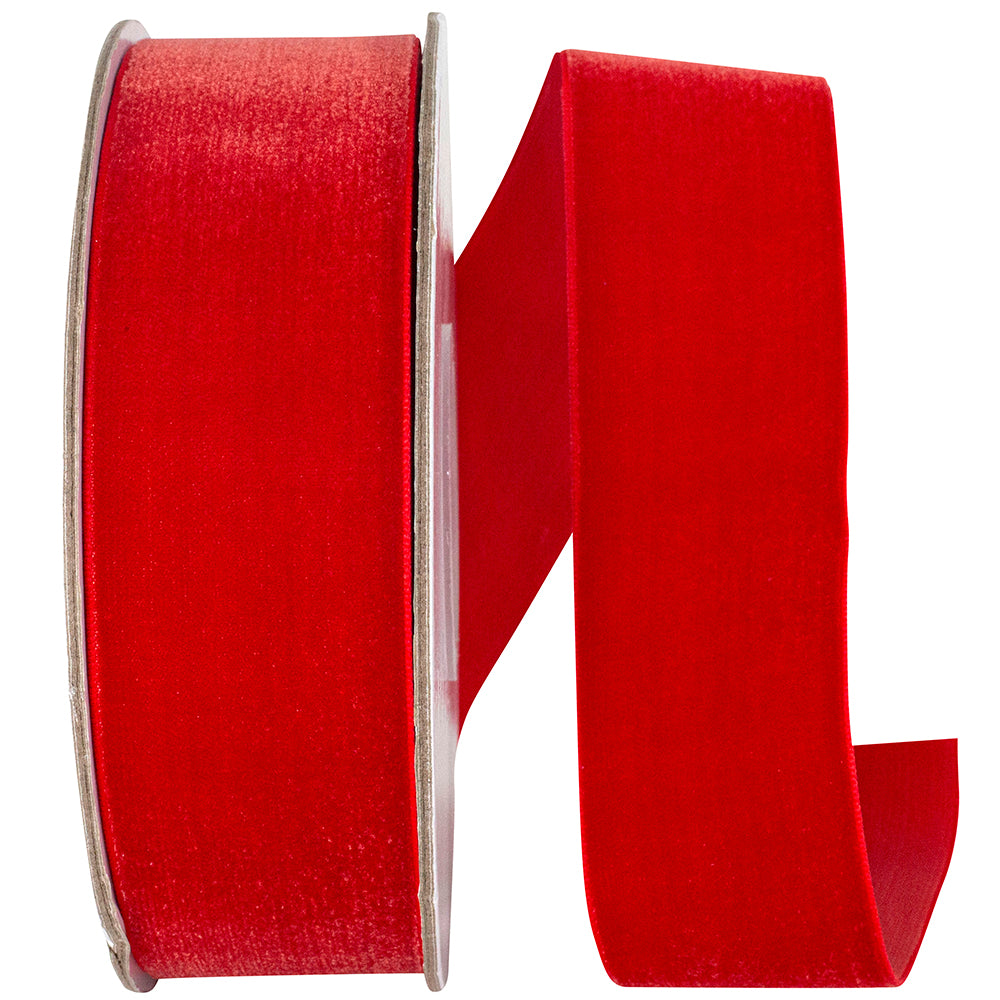 Red 1-1 2 Inch Woven Edge Velvet Ribbon for Wreaths & Bows