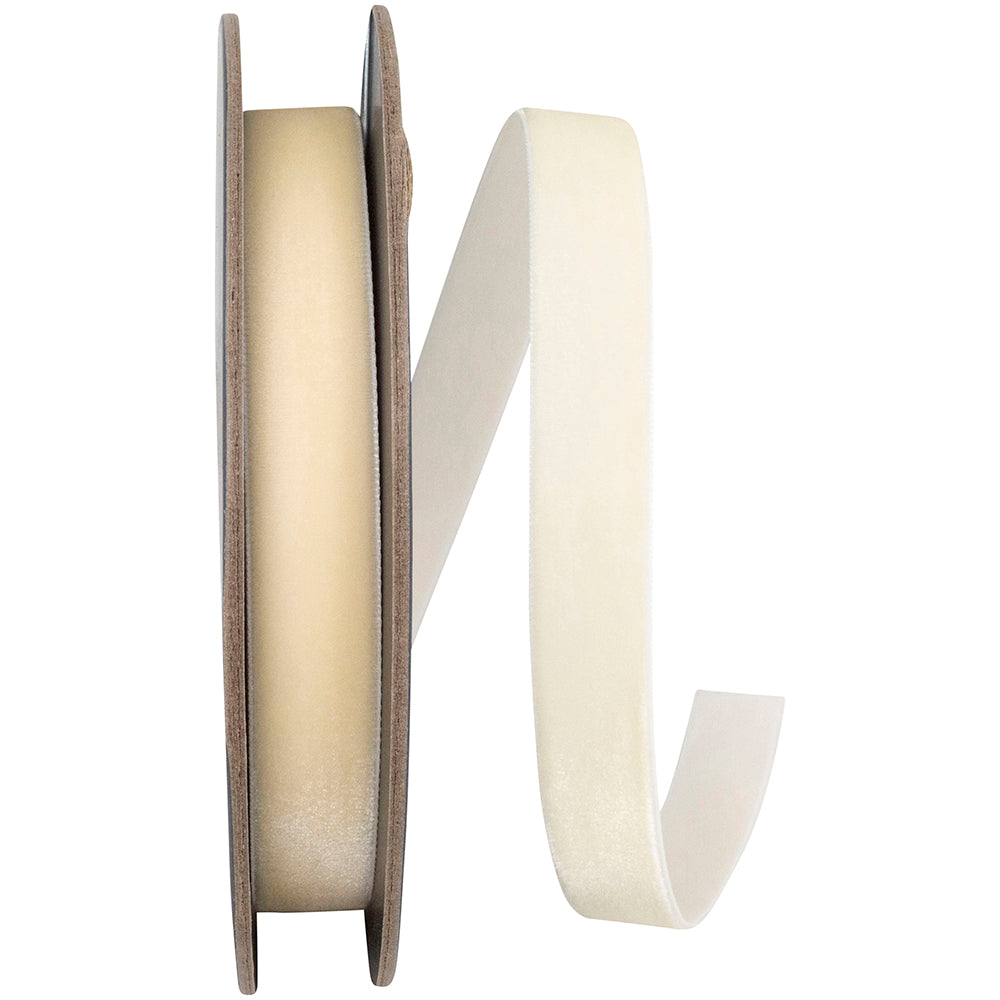 Ivory 5 8 Inch Woven Edge Velvet Ribbon for Wreaths & Bows