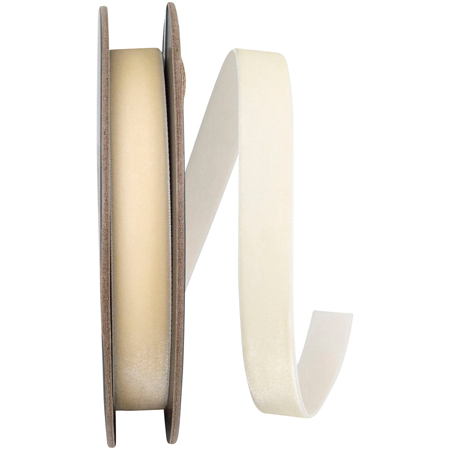 Ivory 5 8 Inch Woven Edge Velvet Ribbon for Wreaths & Bows