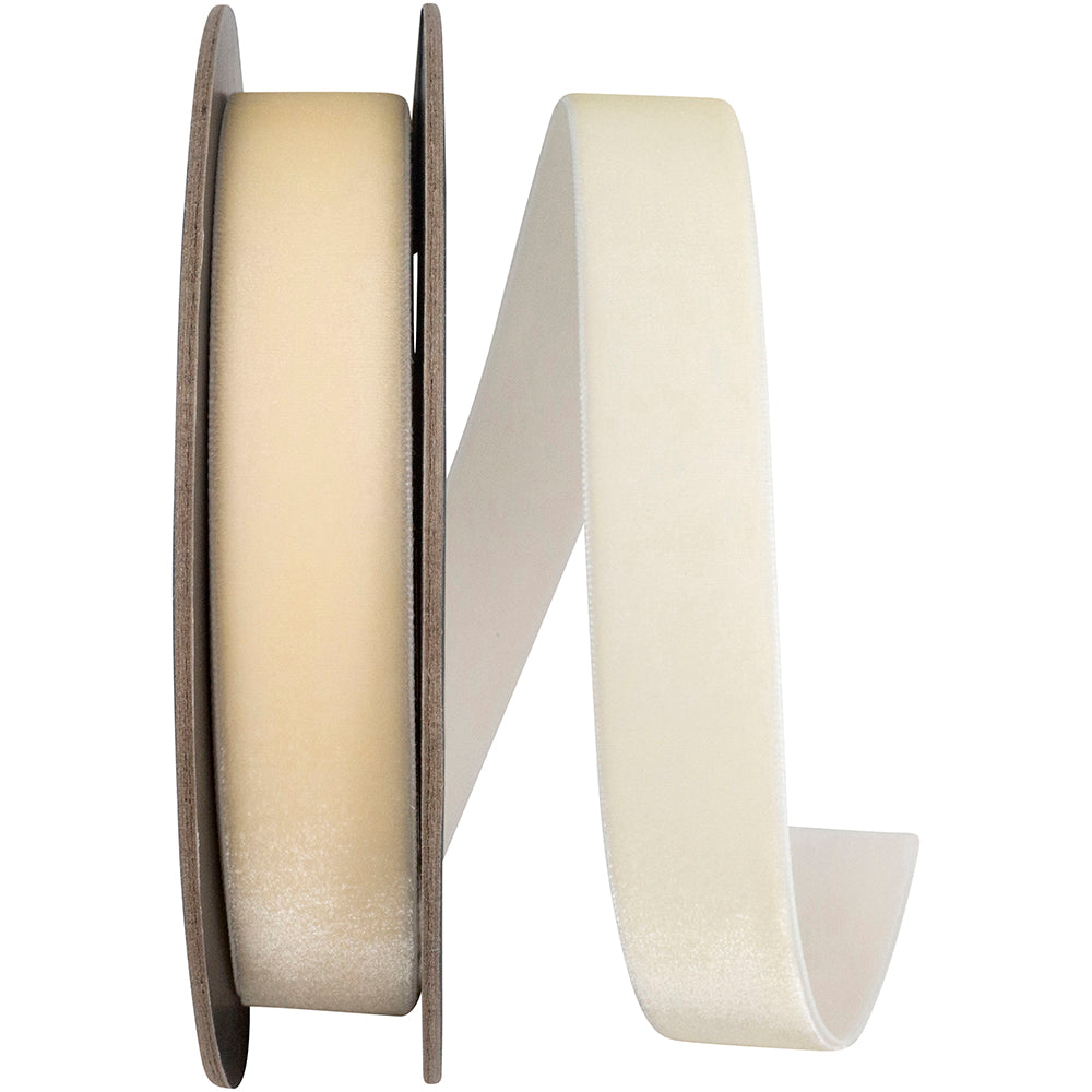 Ivory 7 8 Inch Woven Edge Velvet Ribbon for Wreaths & Bows