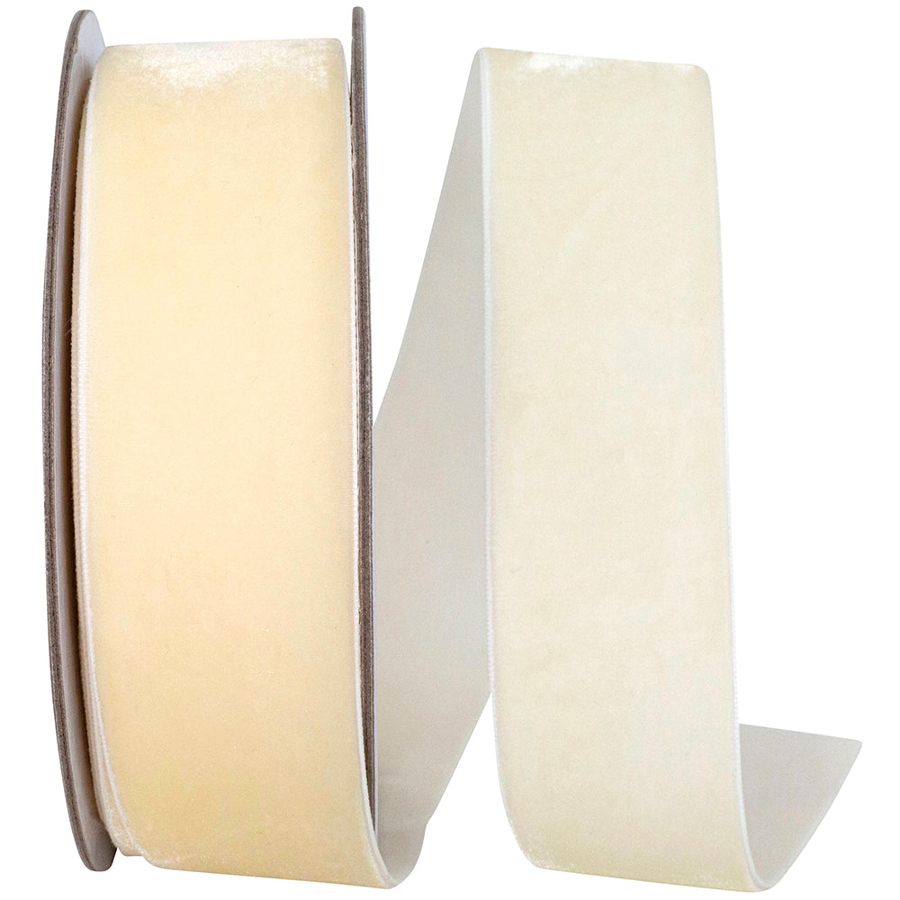 Ivory 1-1 2 Inch Woven Edge Velvet Ribbon for Wreaths & Bows