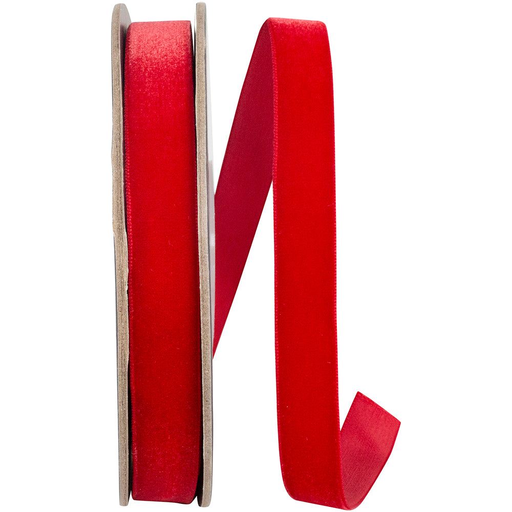 Scarlet Velvet Ribbon 5/8 Inch for Wreaths and Bows