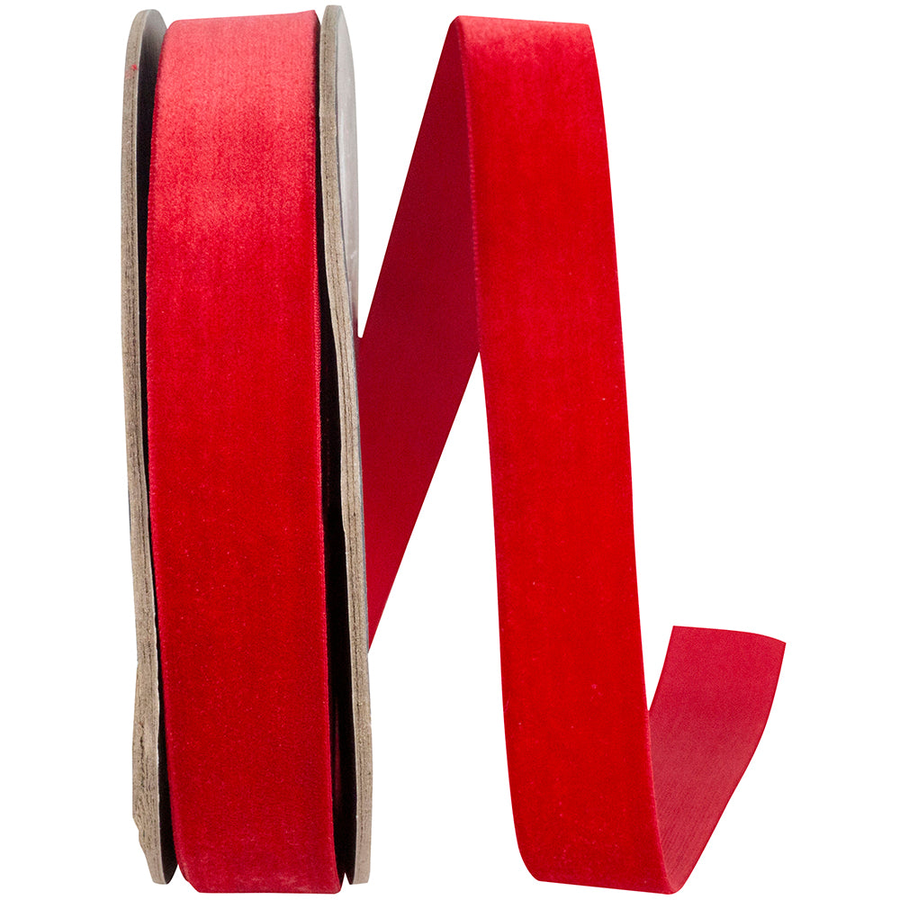 Scarlet Velvet Ribbon 7/8 Inch for Wreaths and Bows