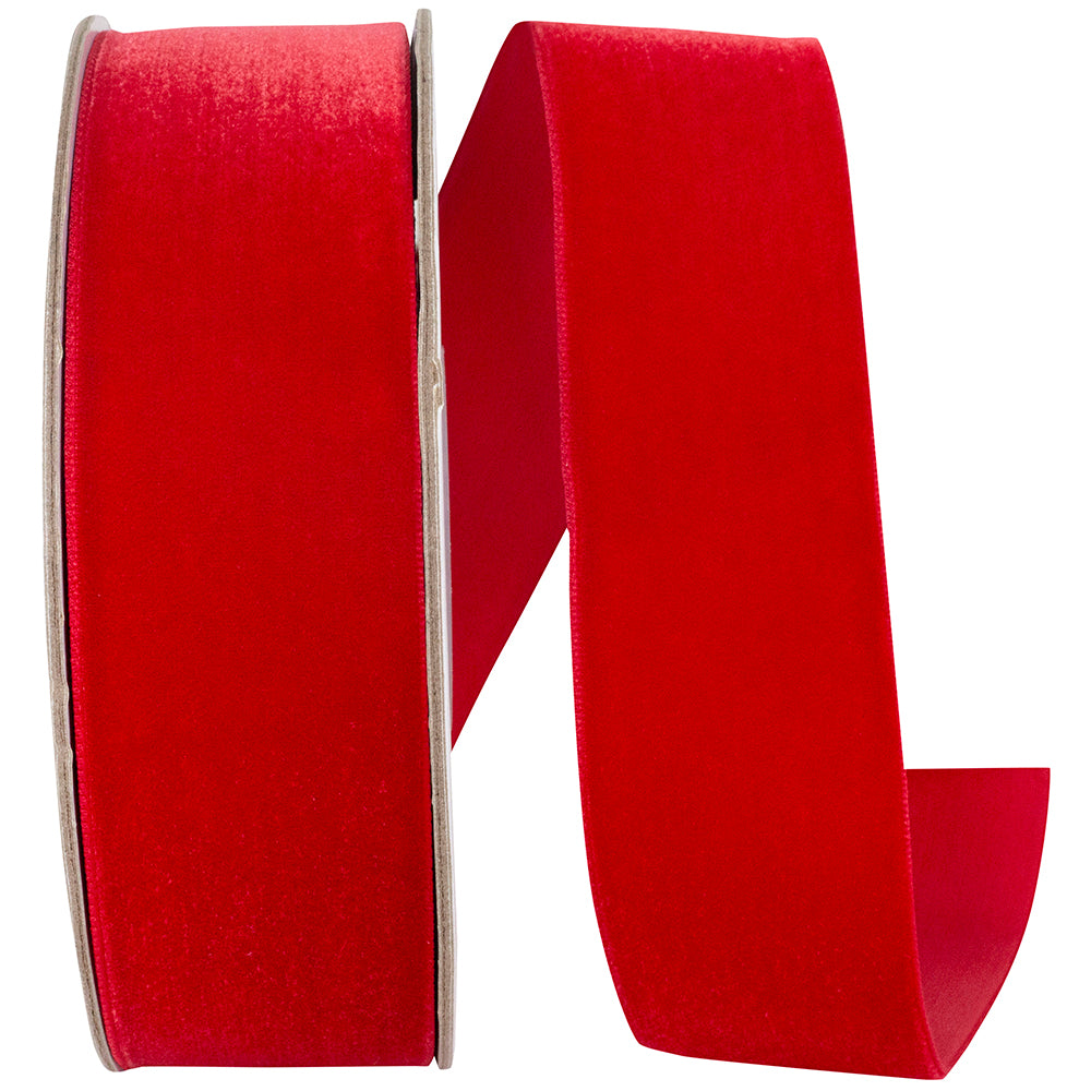 Scarlet Velvet Ribbon 1-1/2 Inch for Wreaths and Bows