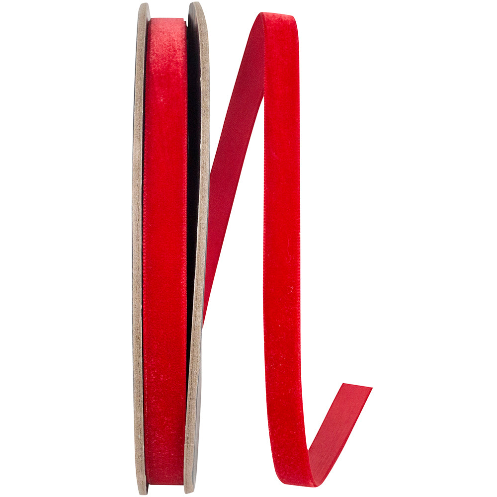 Scarlet Velvet Ribbon 3/8 Inch for Wreaths and Bows