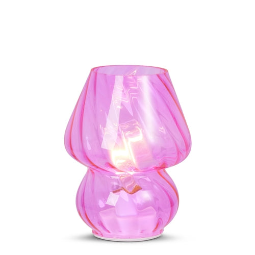 7.5" Lighted Pink Glass Lamp