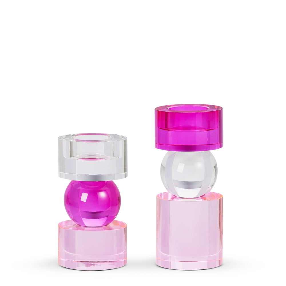 6.25" Pink Globe Candle Holders