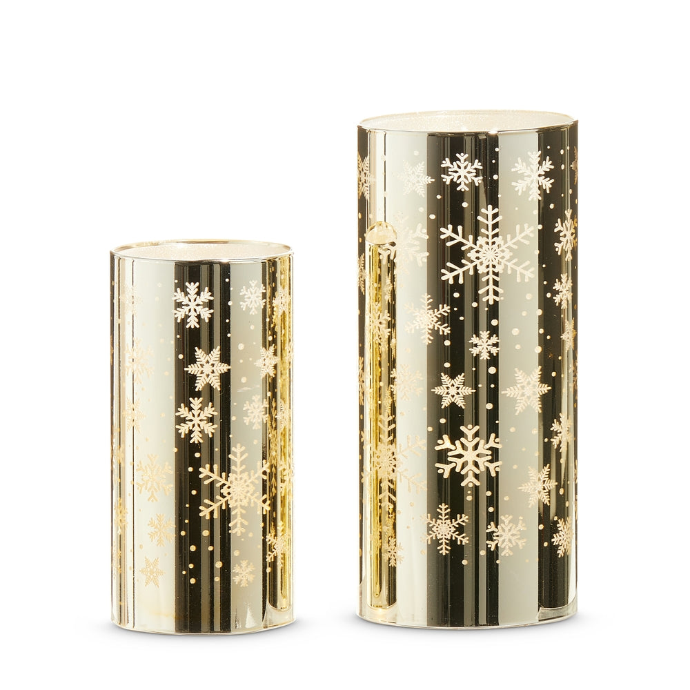 8" Lighted Gold Snowflake Lanterns | Set Of 2 Gold