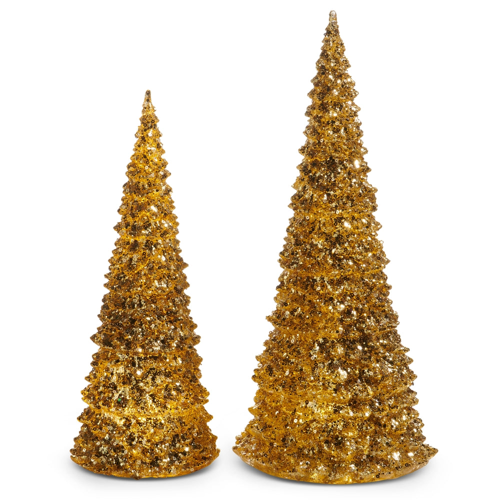 15.25" Lighted Gold Trees