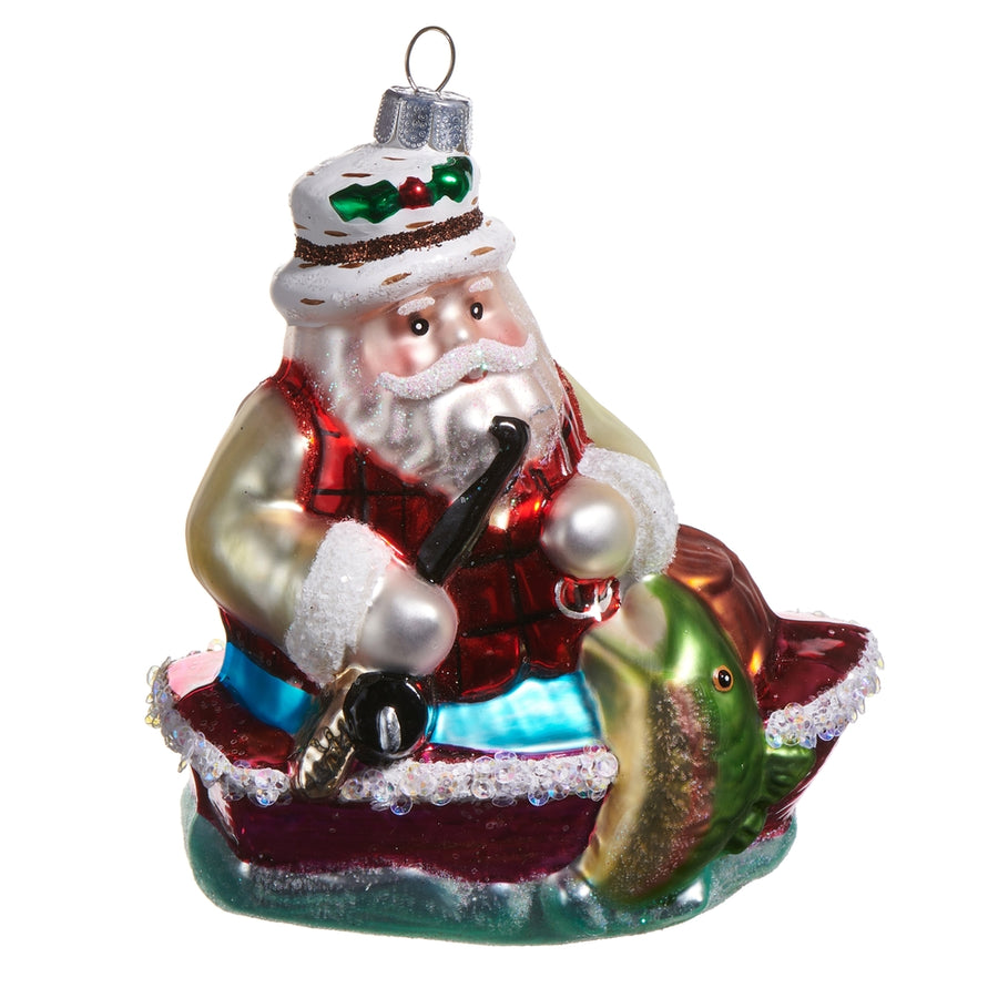 4.75" Fishing Santa Ornament