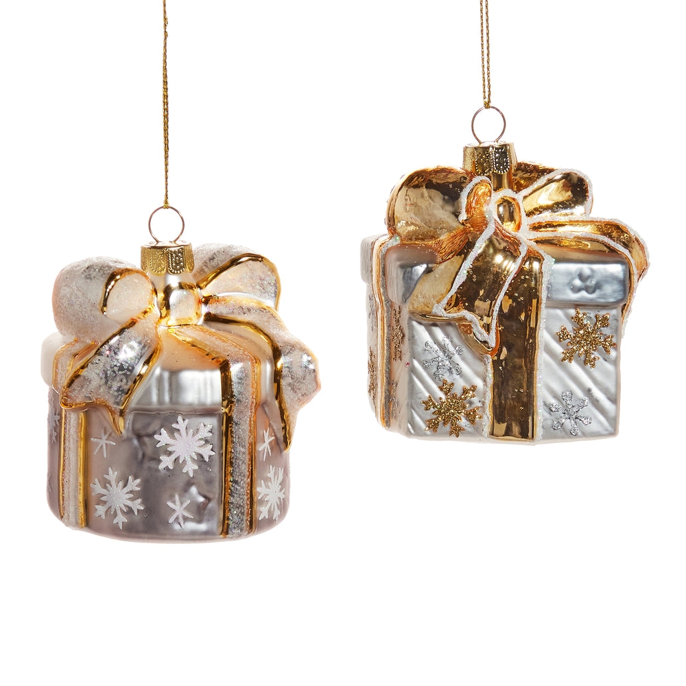 2.75" Silver Gold Present Ornaments
