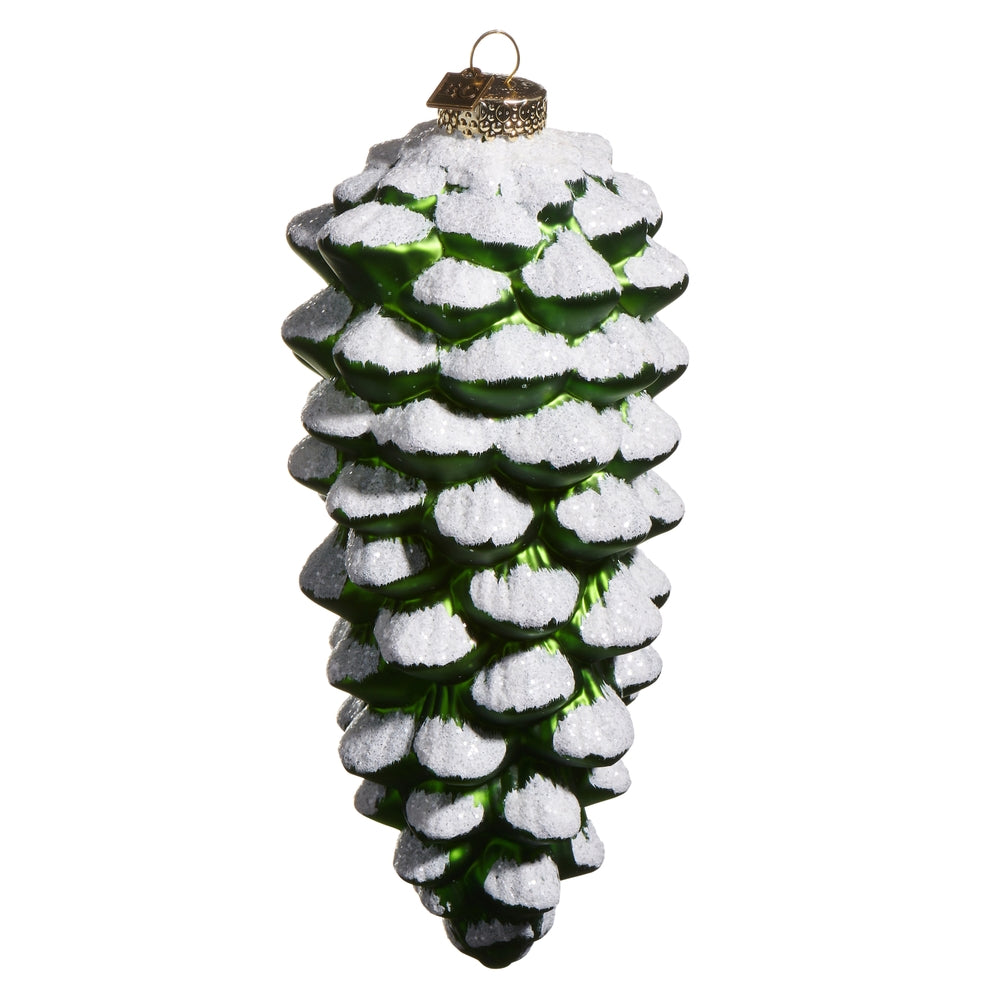 EC 8" Snowy Green Pinecone Ornament