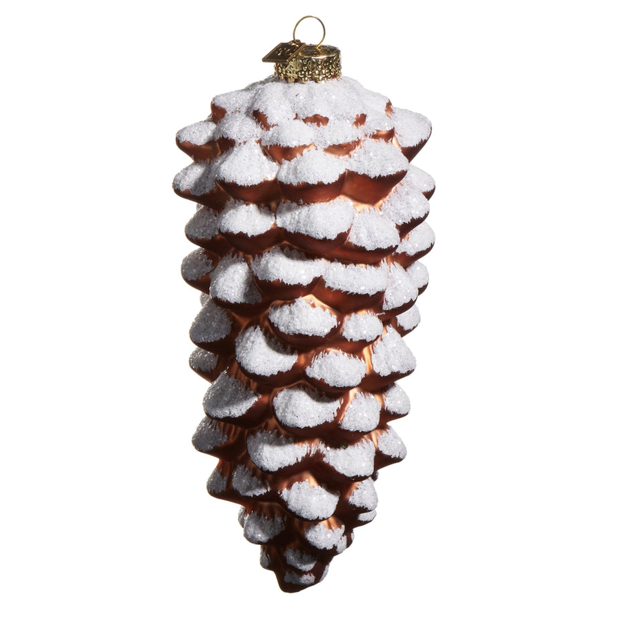 EC 8" Snowy Brown Pinecone Ornament