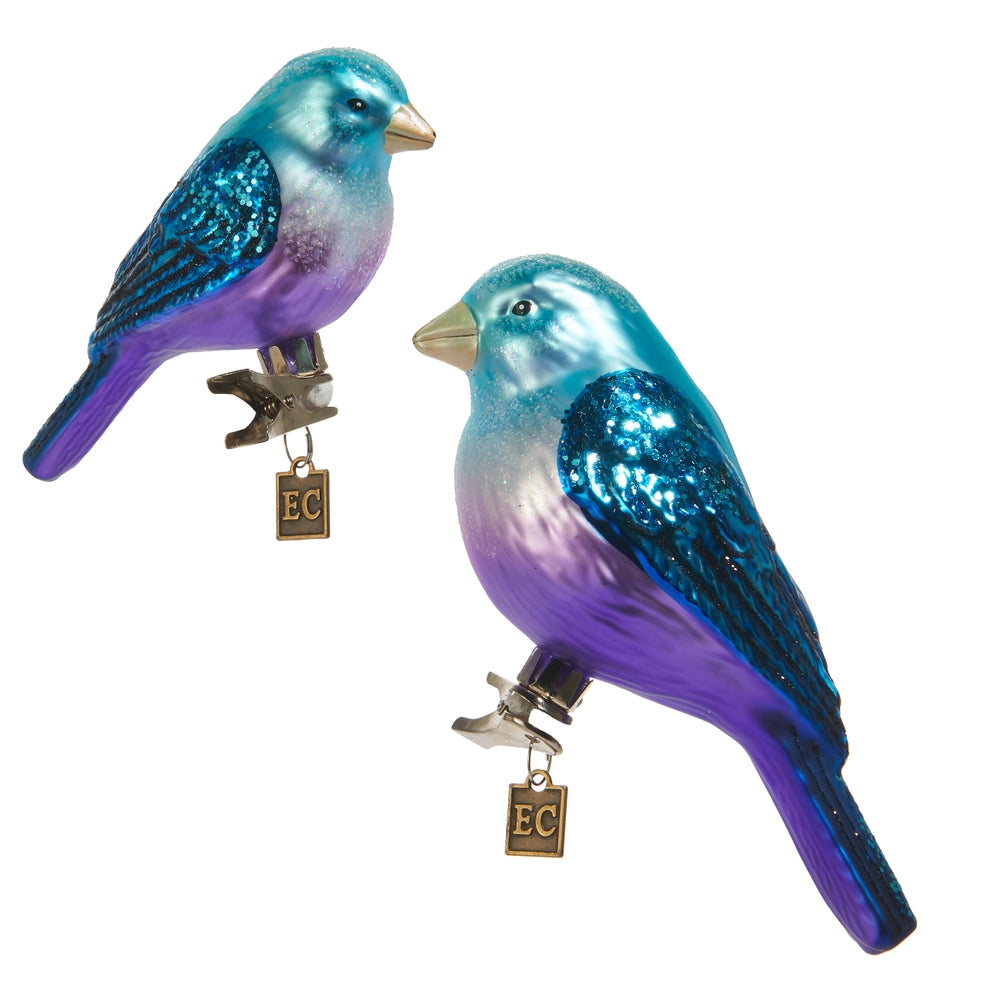 EC 5.5" Blue Clip-on Fantasy Bird Ornaments