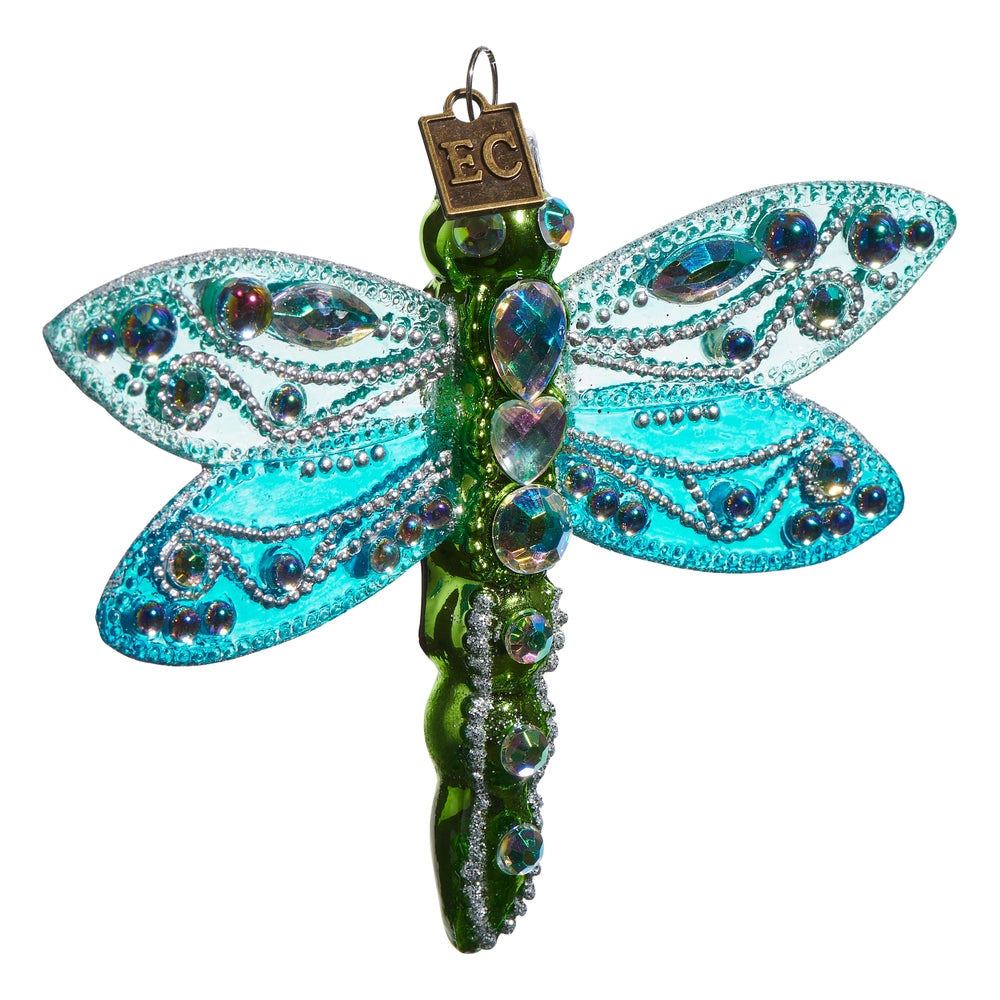 EC 4.5" Blue Fantasy Dragonfly Ornament
