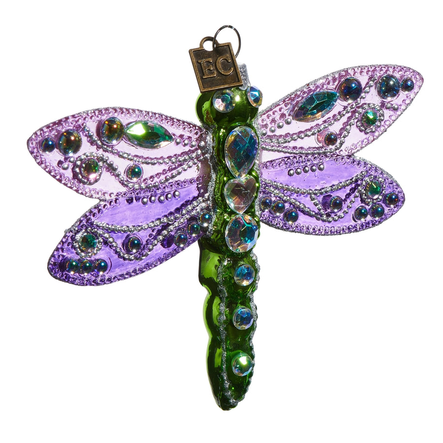 EC 4.5" Purple Fantasy Dragonfly Ornament