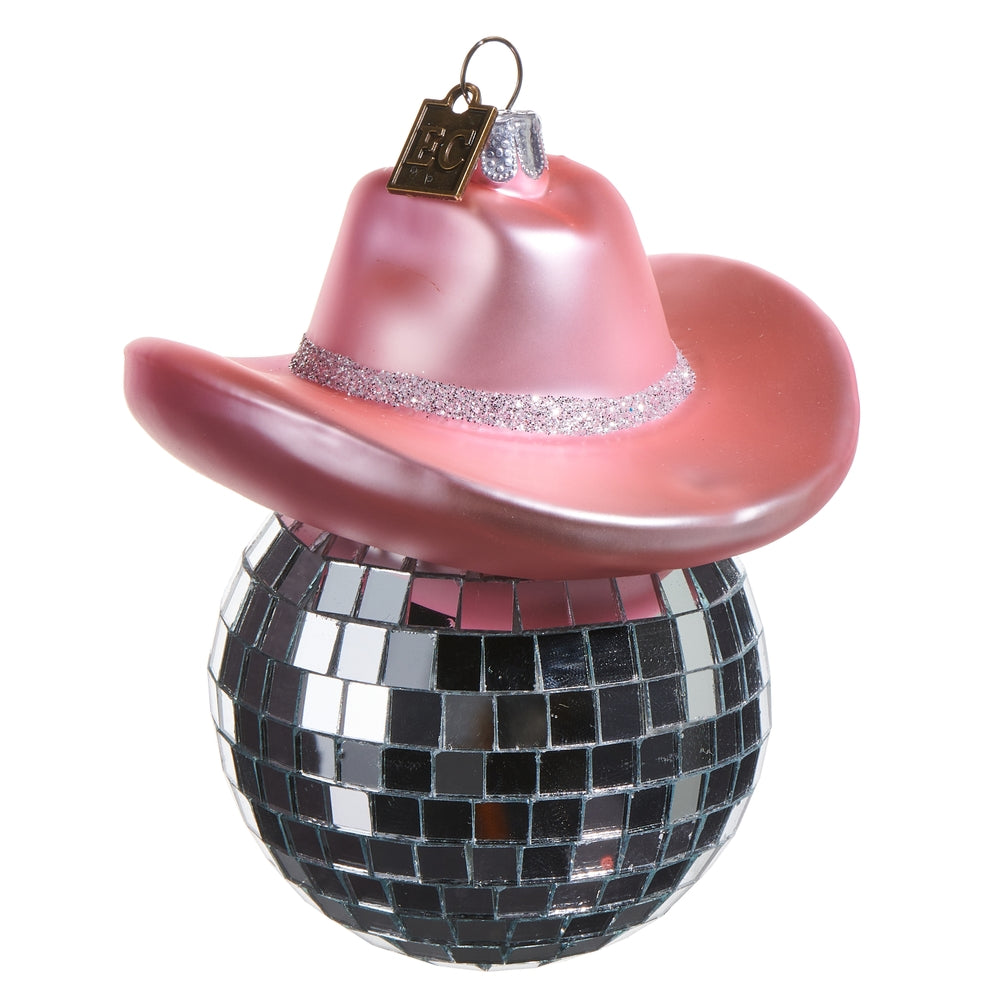 EC 4.25" Pink Shiny Cowboy Hat Ornament