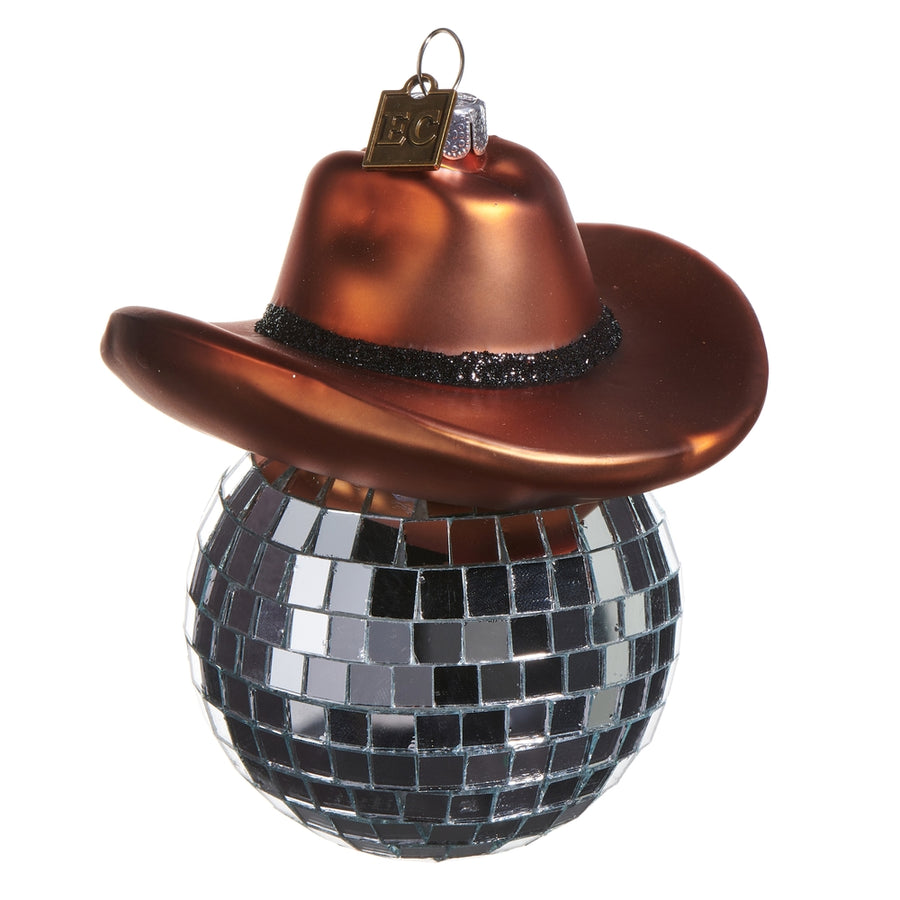 EC 4.25" Brown Shiny Cowboy Hat Ornament