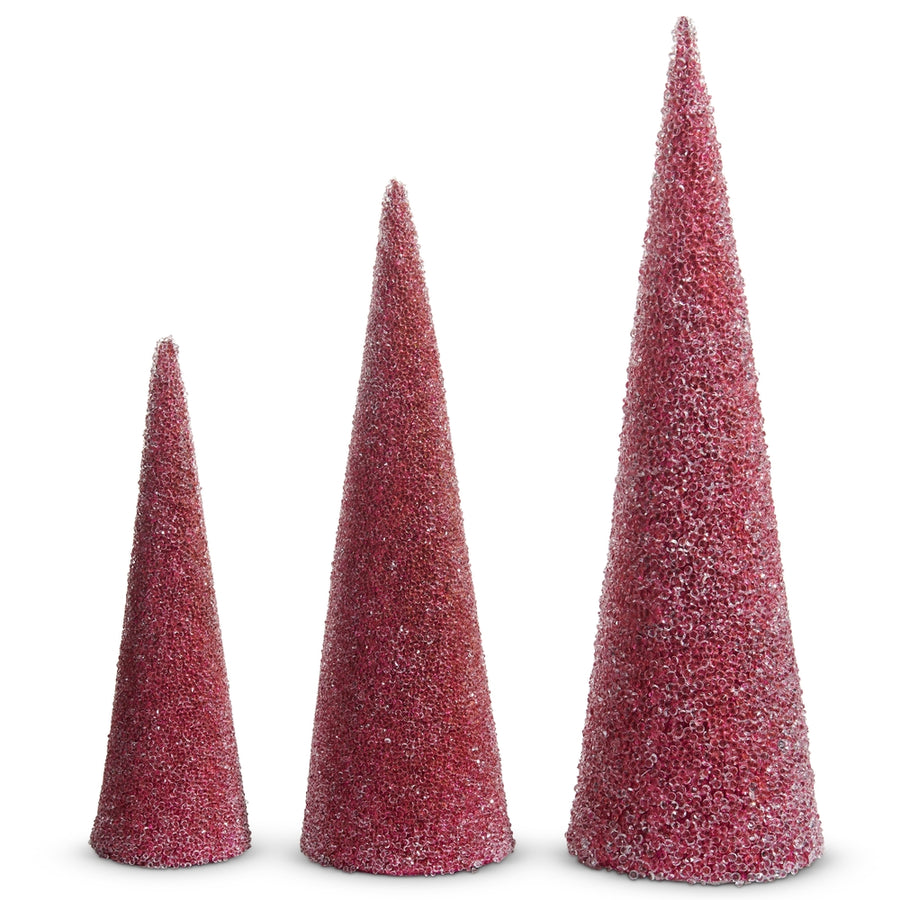 18.5" Pink Glittered Cone Trees