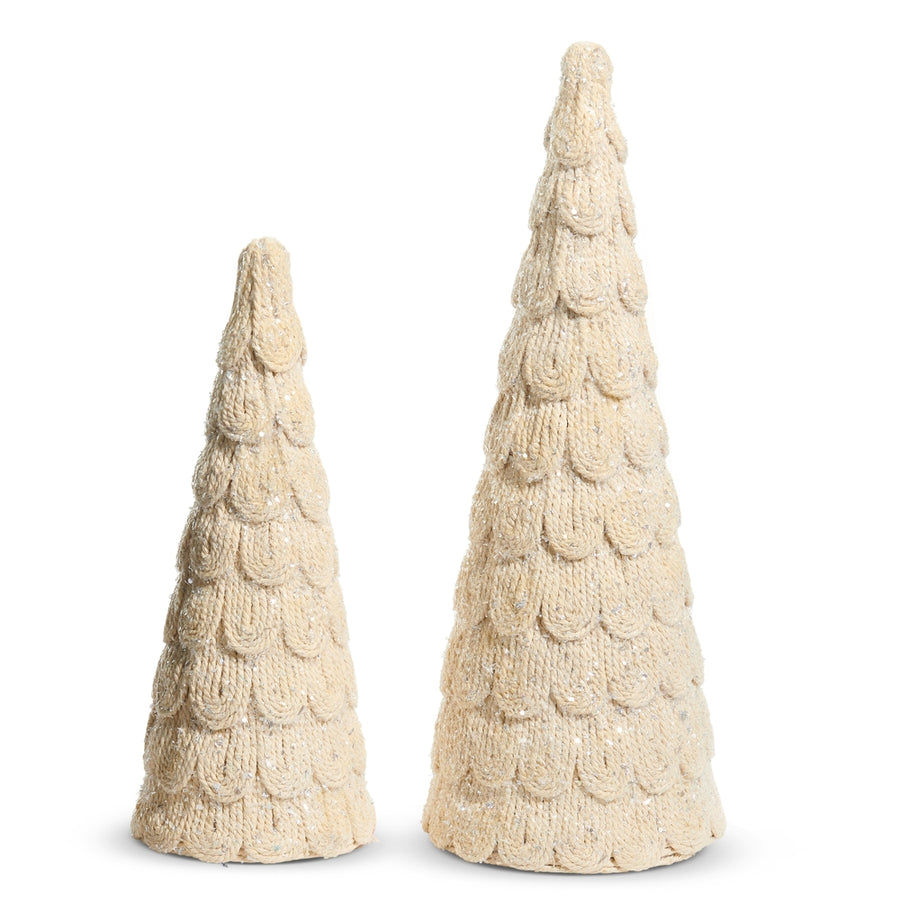 16" Frosted Rope Cone Trees