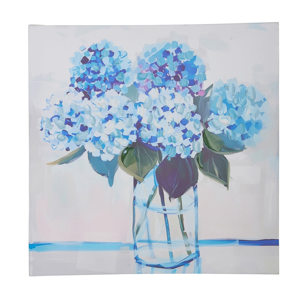 16" Medium Blue Floral Wall Art