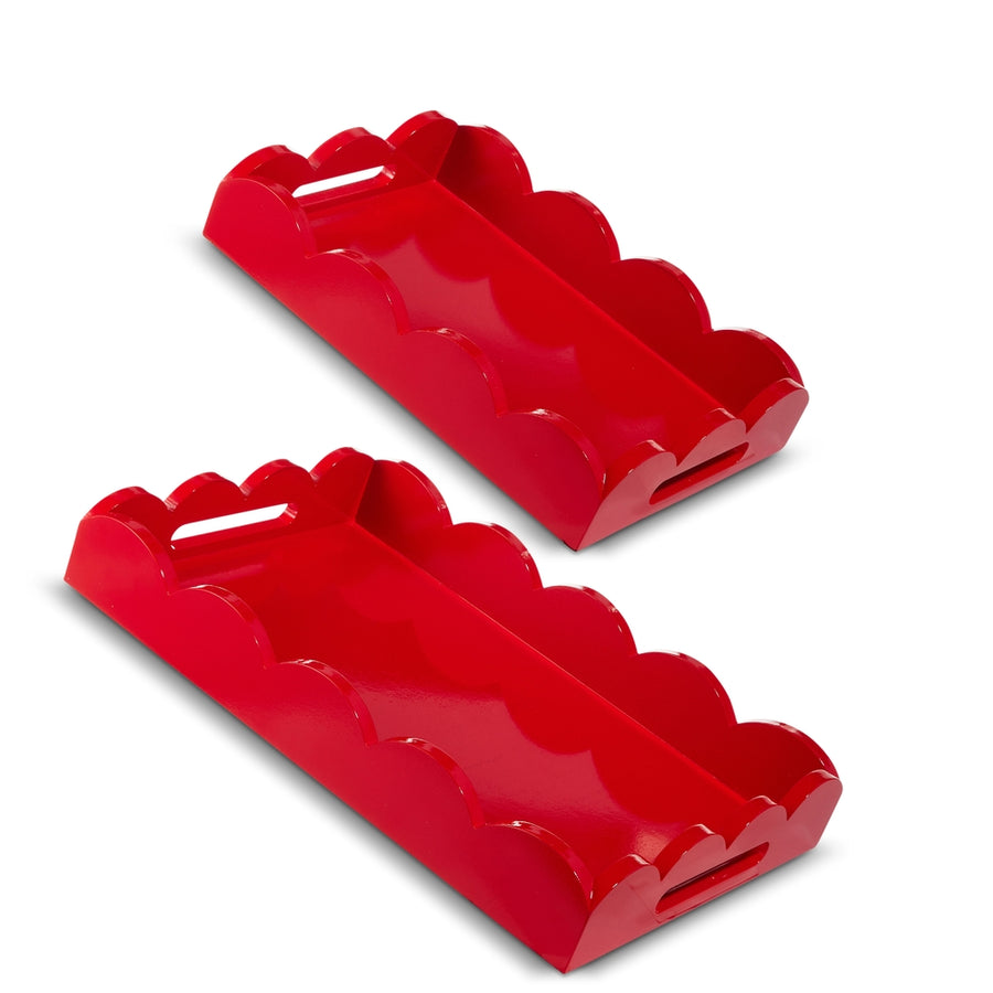 18.5" Red Scalloped Trays