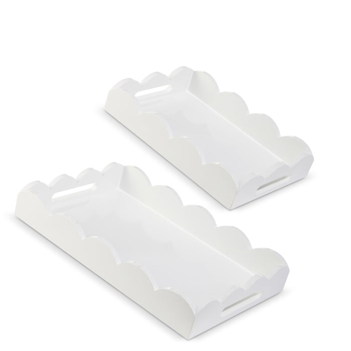 18.5" White Scalloped Trays
