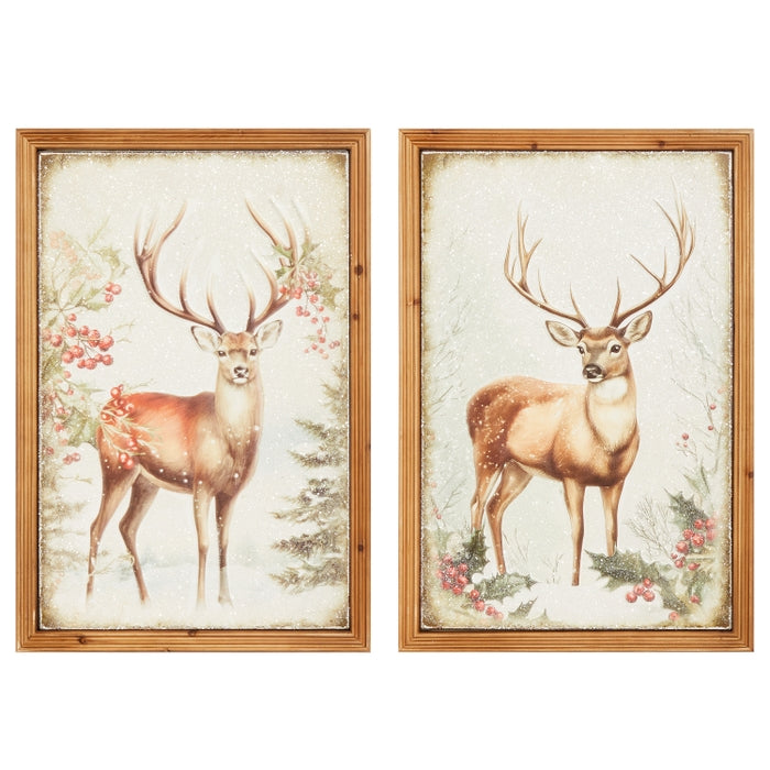 24" Yule Stag Metal Wall Decor