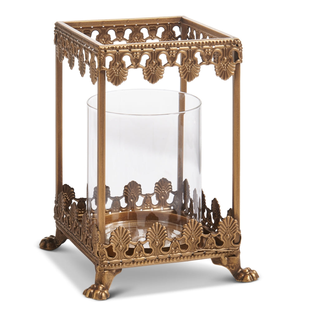 8" Gold Filigree Square Lantern