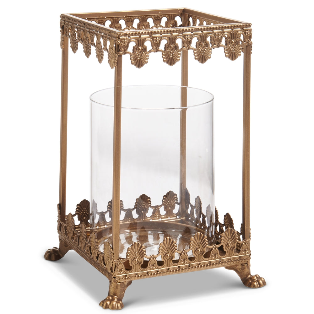 9.5" Gold Filigree Square Lantern