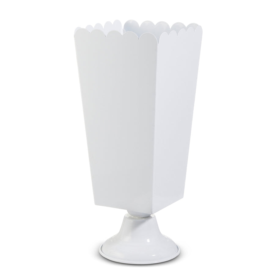 15.75" Scalloped White Urn