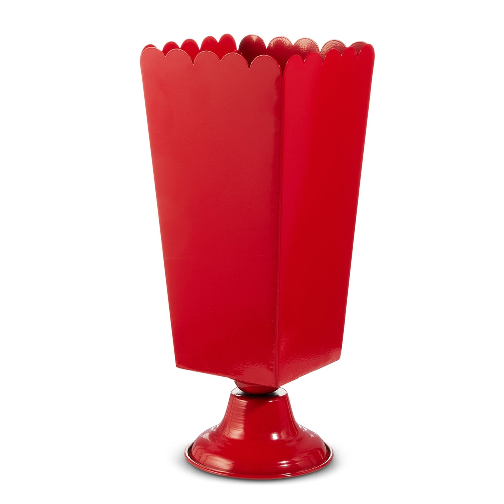 15.75" Scalloped Red Urn