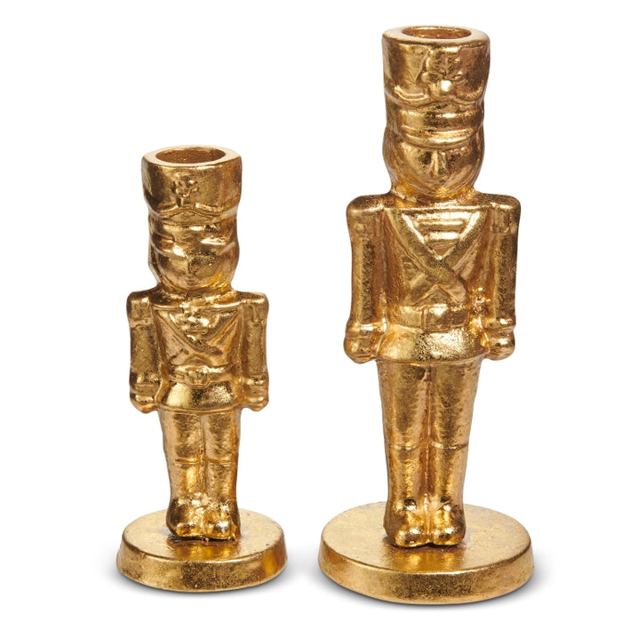 7" Gold Nutcracker Candlesticks