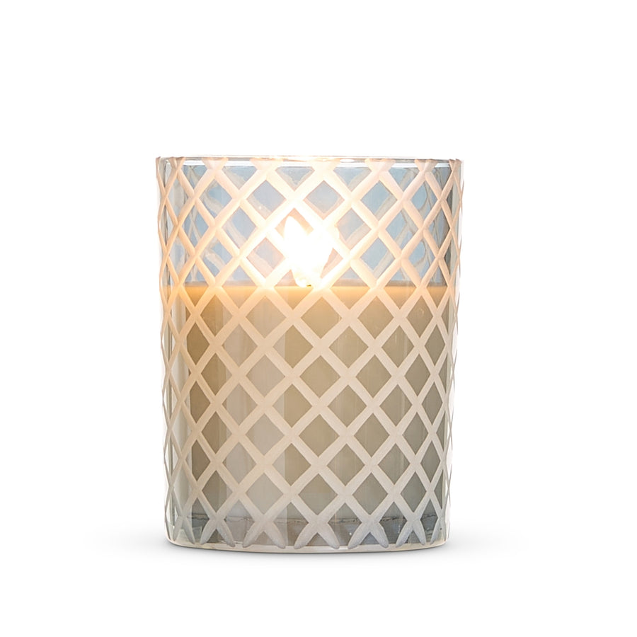 *DC* 4" X 5" Smoke Grey Glass Etched Candle