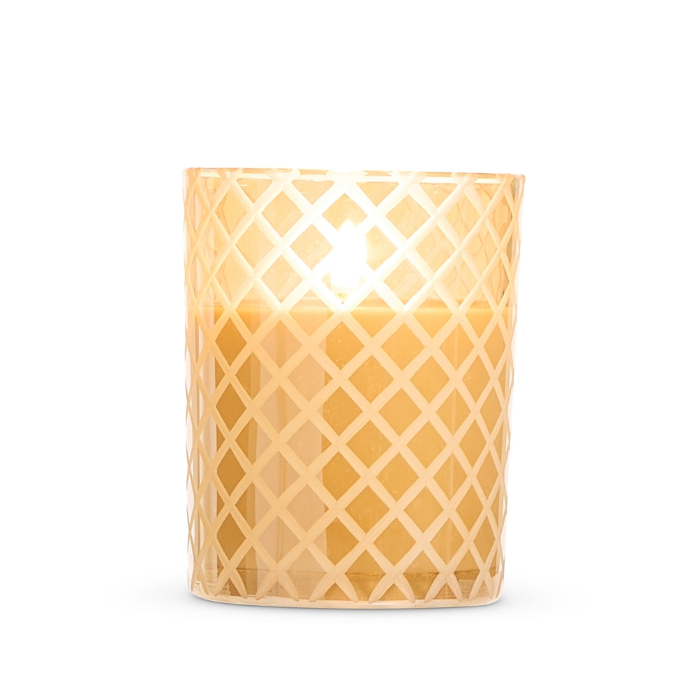 *DC* 4" X 5" Gold Glass Etched Candle