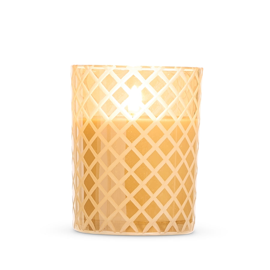 *DC* 4" X 5" Gold Glass Etched Candle