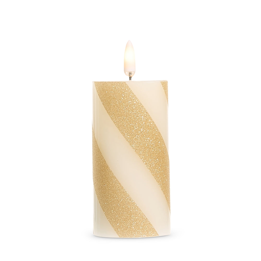 2" X 4" Gold Stripe Candle