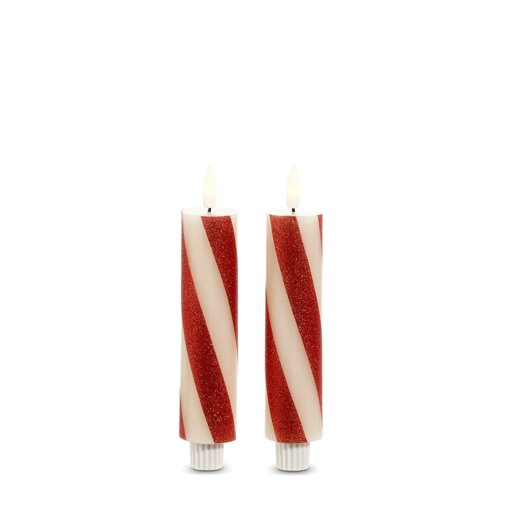 6.5" Red Stripe Taper Candle