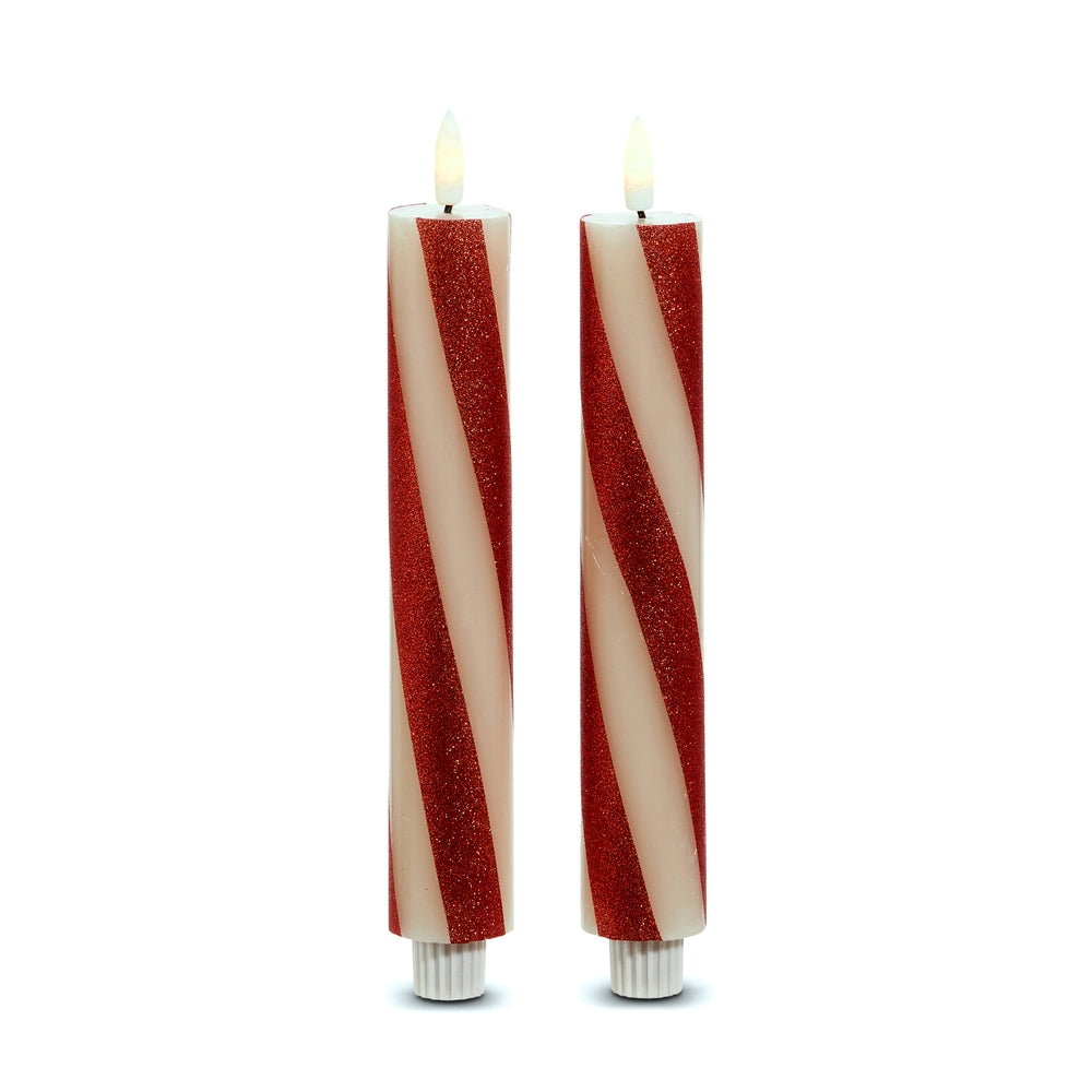 8.5" Red Stripe Taper Candle