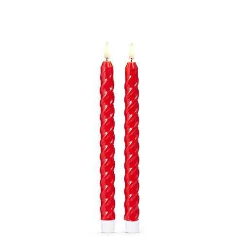 *DC* 10.5" Red Twist Taper Candles