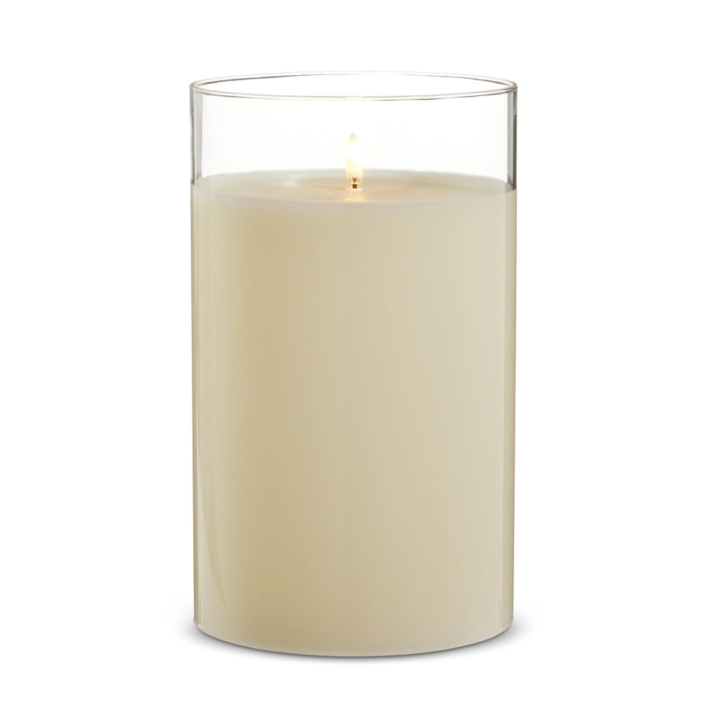 6" X 10" Clear Glass Ivory Pillar Candle