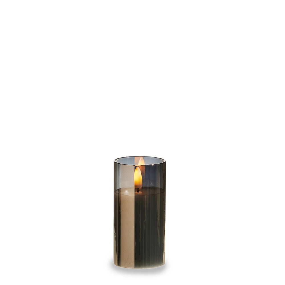 2" X 4" Smoke Glass Ivory Pillar Candle