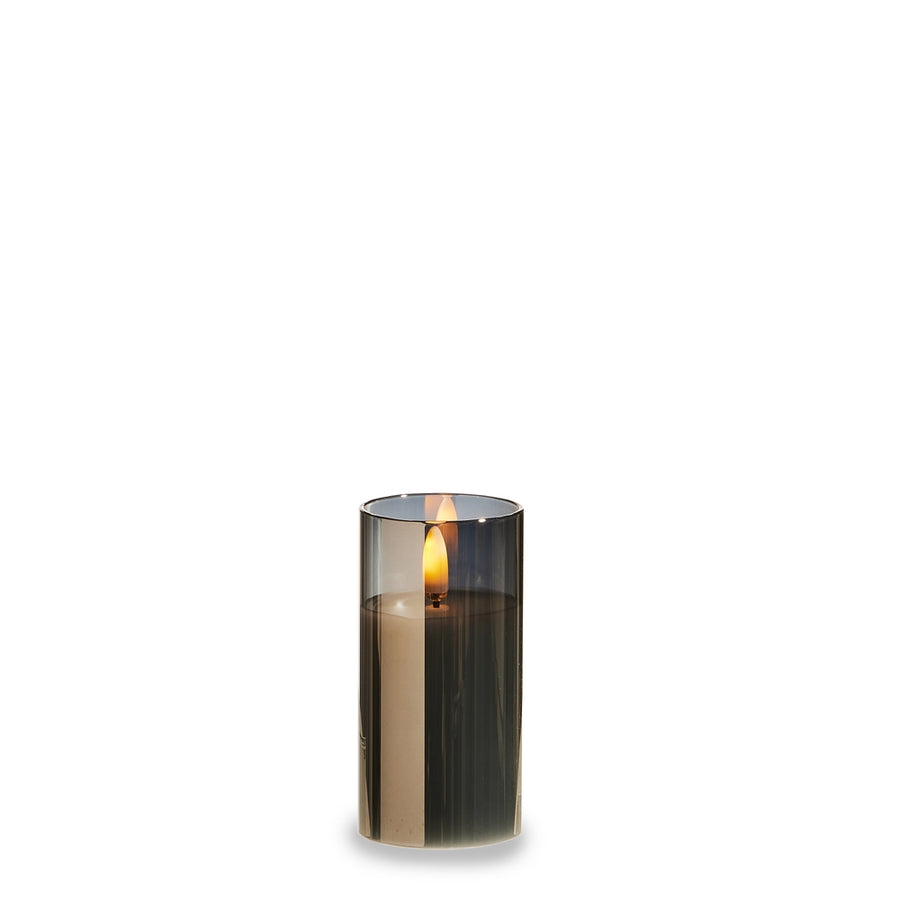 2" X 4" Smoke Glass Ivory Pillar Candle