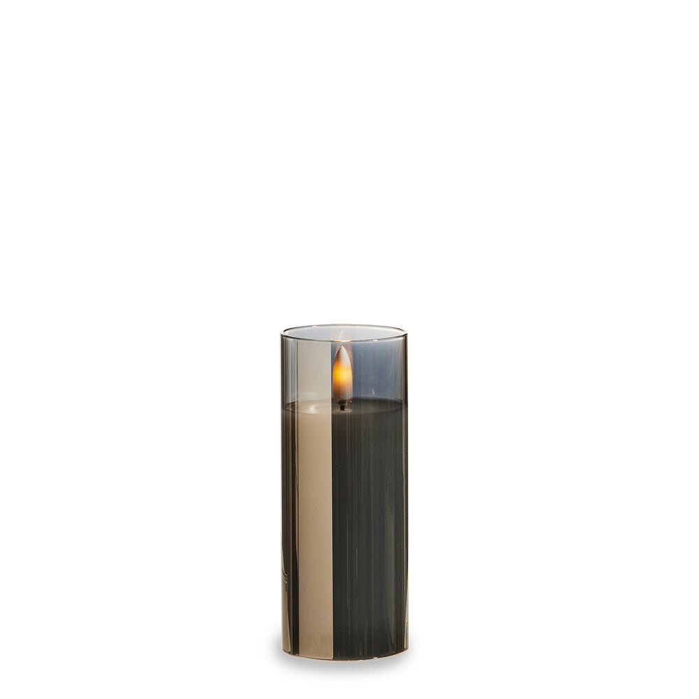 2" X 5" Smoke Glass Ivory Pillar Candle