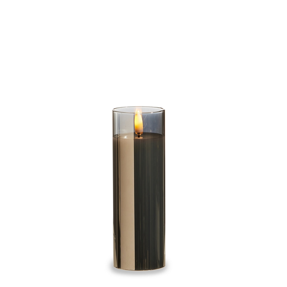 2" X 6" Smoke Glass Ivory Pillar Candle