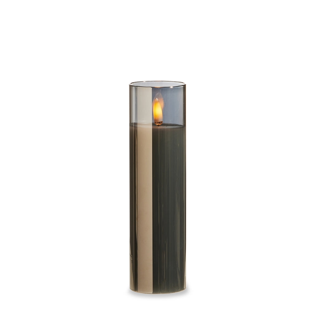 2" X 7" Smoke Glass Ivory Pillar Candle